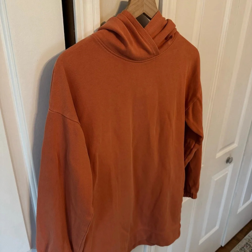 Elegantees Orange Women’s Hooded Sweater Tunic 100% Cotton Size Small - Picture 3 of 14